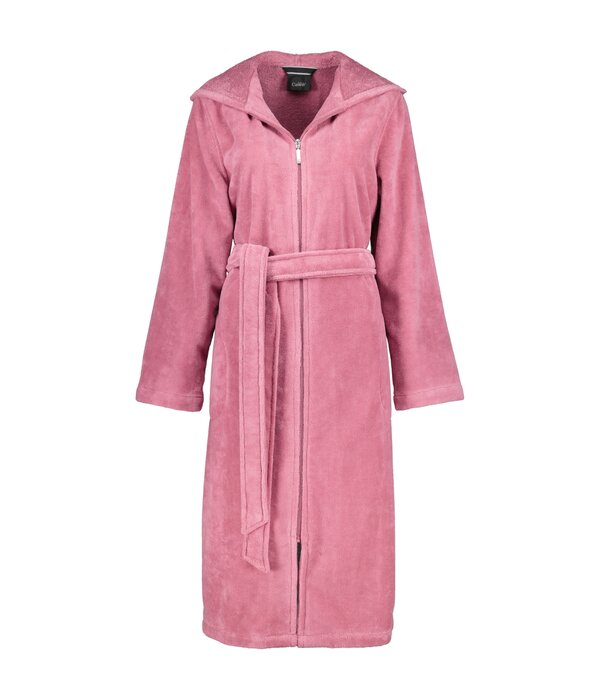 Cawö dames badjas roze met rits & capuchon, 837 (blush 22)