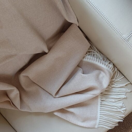 Liens Linnen Alpaca wollen plaid, heerlijk zacht, naturel