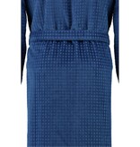 Cawö blauwe heren badjas maat L, wafelruit met kimonokraag, 3714 (166)