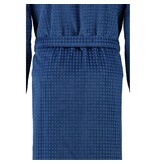 Cawö blauwe heren badjas maat L, wafelruit met kimonokraag, 3714 (166)