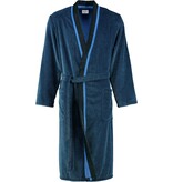 Cawö heren badjas maat S blauw velours, met kimonokraag 4839 (19)
