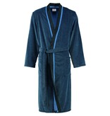 Cawö heren badjas maat S blauw velours, met kimonokraag 4839 (19)