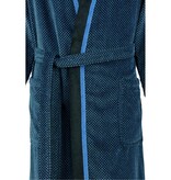 Cawö heren badjas maat S blauw velours, met kimonokraag 4839 (19)