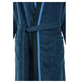 Cawö heren badjas maat S blauw velours, met kimonokraag 4839 (19)