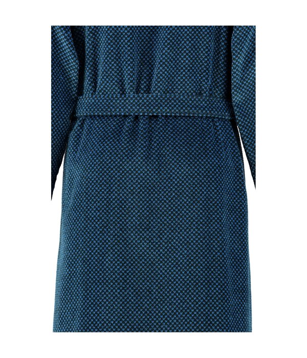 Cawö heren badjas maat S blauw velours, met kimonokraag 4839 (19)