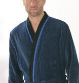 Cawö heren badjas maat S blauw velours, met kimonokraag 4839 (19)