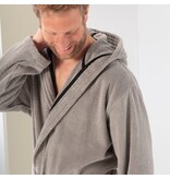 Cawö heren badjas met kapuchon grijs/taupe, Sauna Time 833, stein (79)