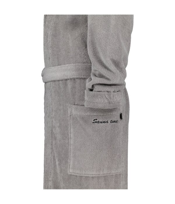 Cawö heren badjas met kapuchon grijs/taupe, Sauna Time 833, stein (79)