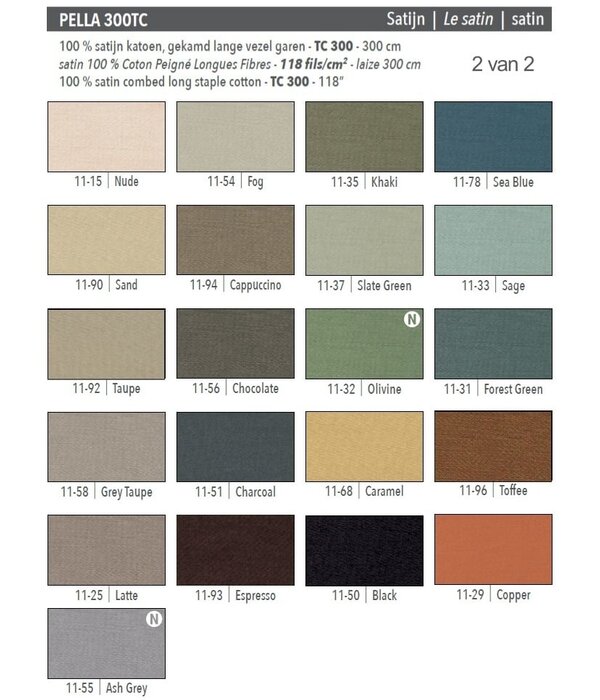 Mirabel Slabbinck Oshenne in katoen satijn kwaliteit, Pella 300TC