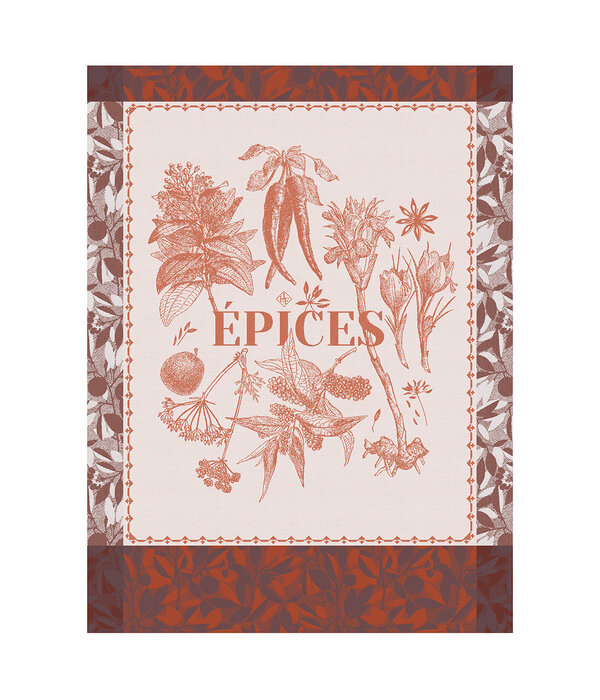 Le Jacquard Français theedoek Épices & Aromates red