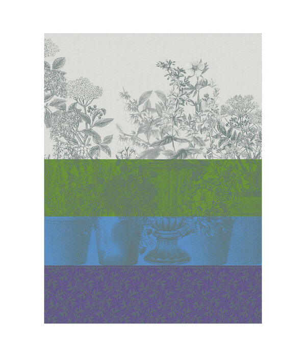 Le Jacquard Français theedoek Floraison Rayé blue