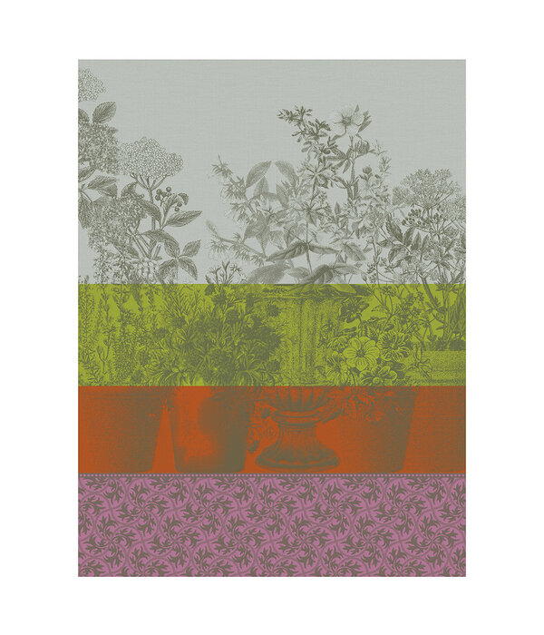 Le Jacquard Français theedoek Floraison Rayé purple