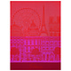 theedoek Paris Panorama red kiss