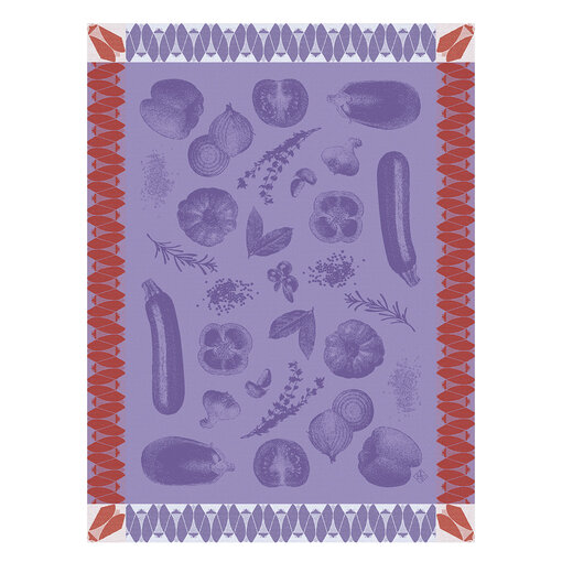 Le Jacquard Français theedoek Ratatouille purple
