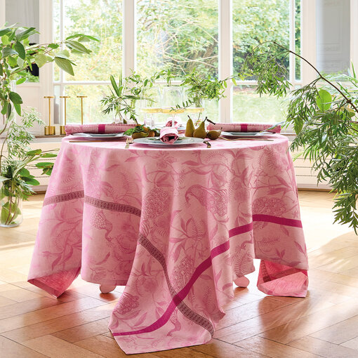 Le Jacquard Français à l'orangerie pink, 100% linnen tafelgoed