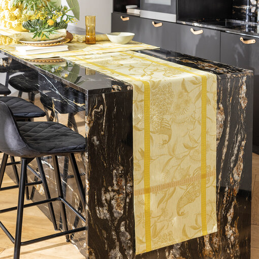 Le Jacquard Français à l'orangerie yellow, 100% linnen tafelgoed