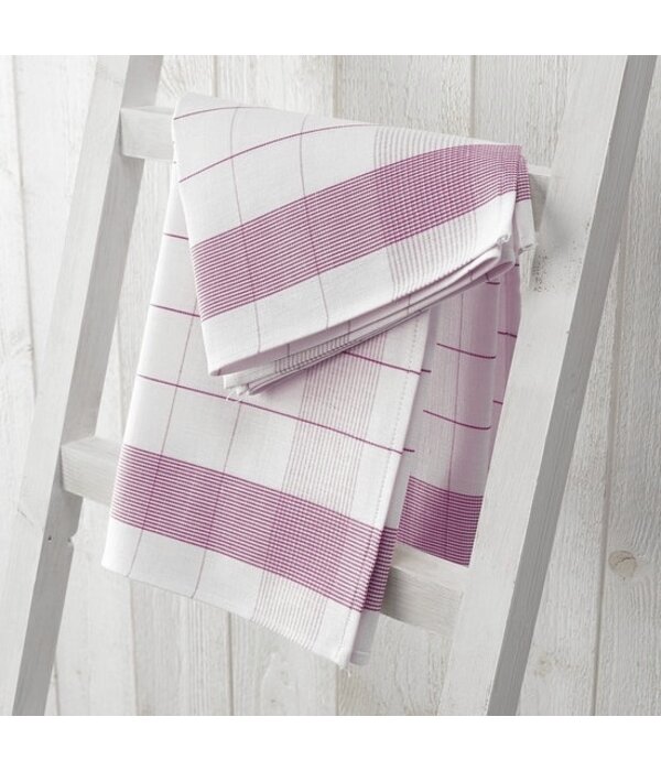 De Witte Lietaer theedoek mixte halflinnen fuchsia (aubergine)