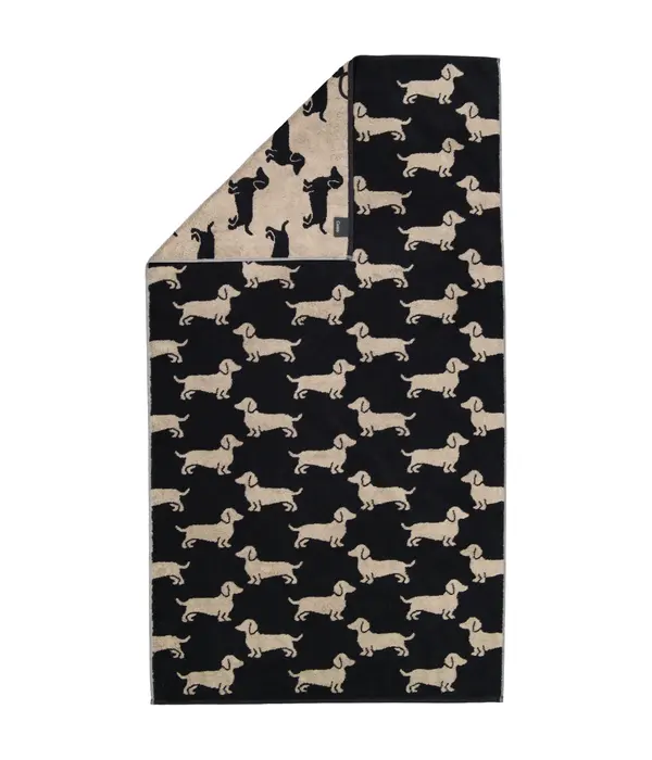 Cawö handdoekenlijn Teckels We Love Dogs zwart-beige 6246/93