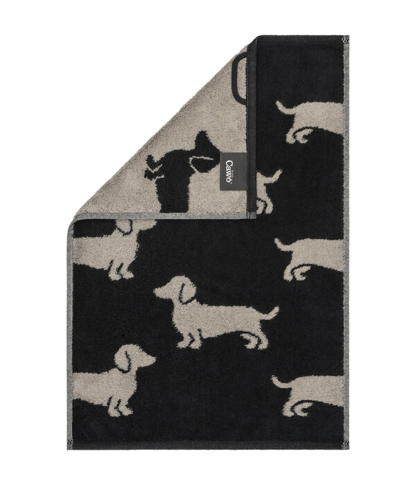Cawö handdoekenlijn Teckels We Love Dogs zwart-beige 6246/93