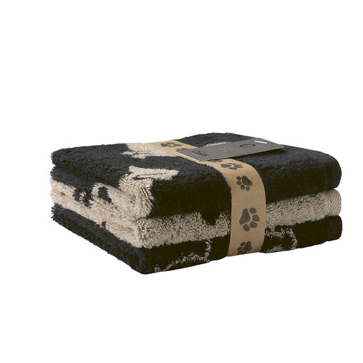 Cawö kleine handdoekjes 30x30 cm Teckels We Love Dogs zwart-beige 6249/93
