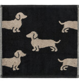 Cawö set van 3 kleine handdoekjes 30x30 cm Teckels We Love Dogs zwart-beige 6249/93