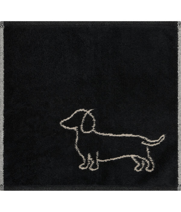 Cawö set van 3 kleine handdoekjes 30x30 cm Teckels We Love Dogs zwart-beige 6249/93