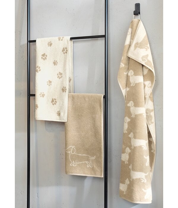 Cawö handdoekenlijn Teckels We Love Dogs natur-beige 6246/33