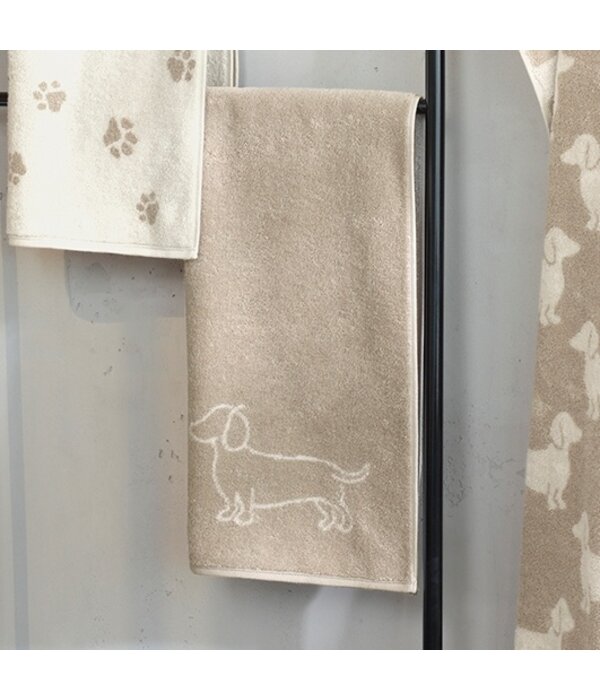 Cawö handdoekenlijn Teckels We Love Dogs natur-beige 6248/33
