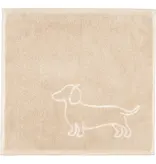 Cawö set van 3 kleine handdoekjes 30x30 cm Teckels We Love Dogs natur-beige 6249/33