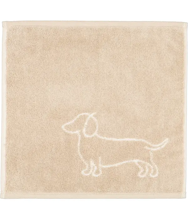 Cawö set van 3 kleine handdoekjes 30x30 cm Teckels We Love Dogs natur-beige 6249/33