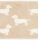 Cawö set van 3 kleine handdoekjes 30x30 cm Teckels We Love Dogs natur-beige 6249/33