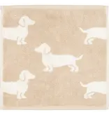 Cawö set van 3 kleine handdoekjes 30x30 cm Teckels We Love Dogs natur-beige 6249/33