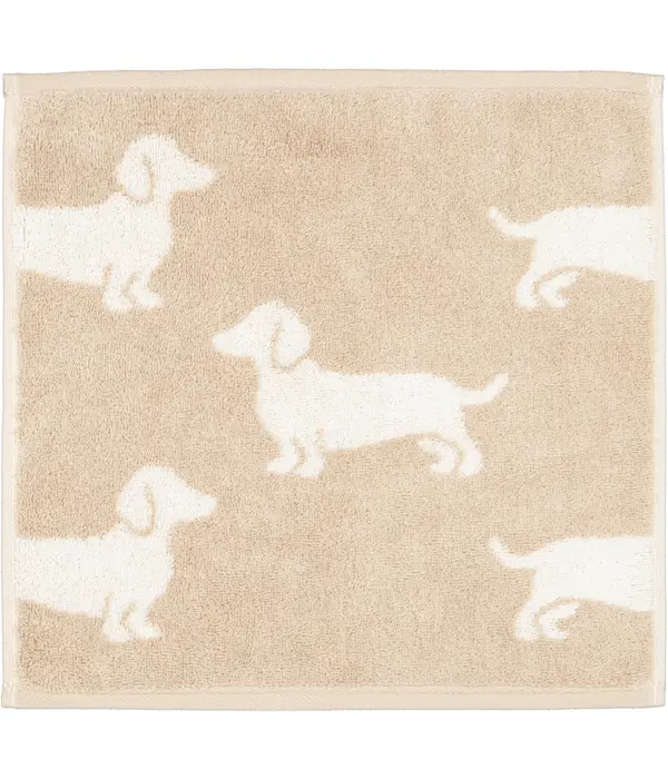 Cawö set van 3 kleine handdoekjes 30x30 cm Teckels We Love Dogs natur-beige 6249/33