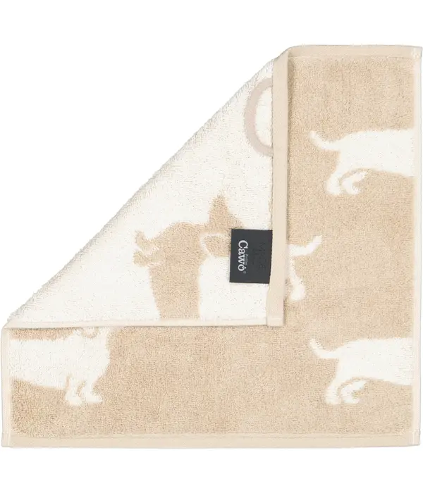 Cawö set van 3 kleine handdoekjes 30x30 cm Teckels We Love Dogs natur-beige 6249/33