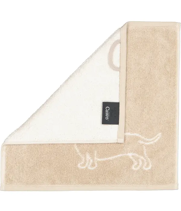 Cawö set van 3 kleine handdoekjes 30x30 cm Teckels We Love Dogs natur-beige 6249/33