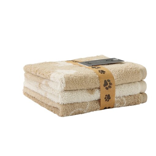 Cawö kleine handdoekjes 30x30 cm Teckels We Love Dogs natur-beige 6249/33