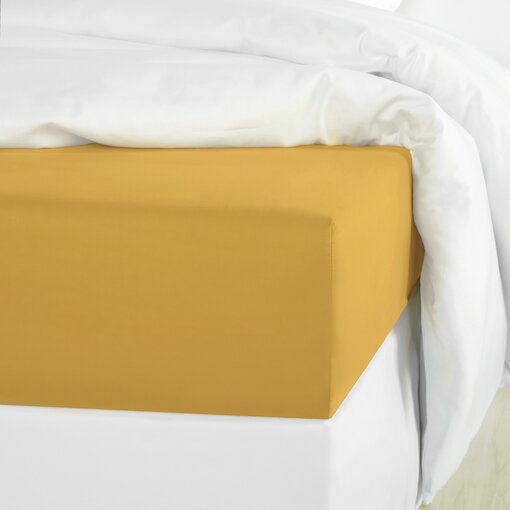 De Witte Lietaer hoeslaken Olivia golden yellow (uni) 200TC, vanaf