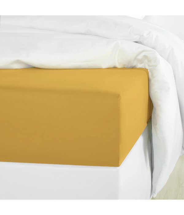 De Witte Lietaer hoeslaken Olivia golden yellow (uni) 200TC