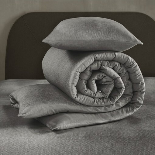De Witte Lietaer flanellen dekbedovertrekset Tarbot charcoal gray, 140x220 cm
