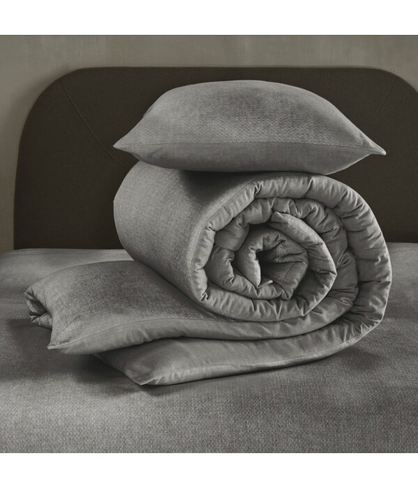De Witte Lietaer flanellen dekbedovertrekset Tarbot charcoal gray, 140x220 cm