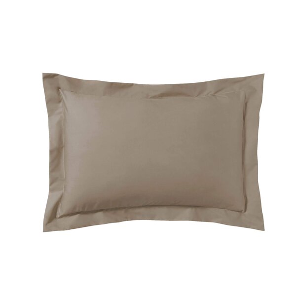kussensloop uni 60x70 taupe met brede volant 200TC
