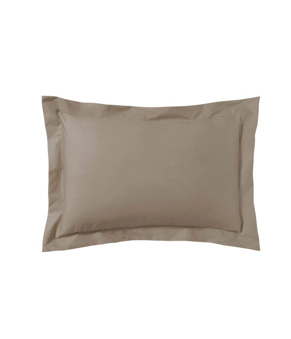 Essix  kussensloop uni 60x70 taupe met brede volant 200TC