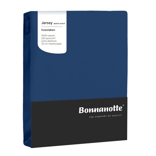Bonnanotte blauwe strijkvrij jersey hoeslakens double (dubbel), vanaf