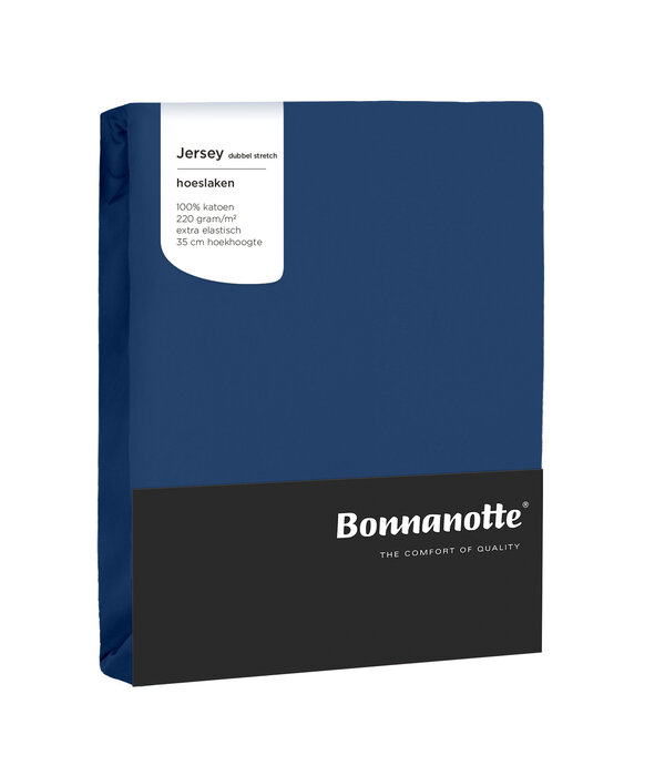 Bonnanotte blauwe strijkvrij jersey hoeslakens double (dubbel)