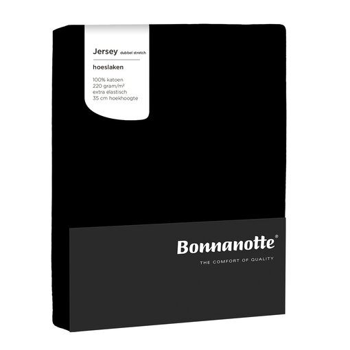 Bonnanotte zwarte strijkvrij jersey hoeslakens double (dubbel), vanaf