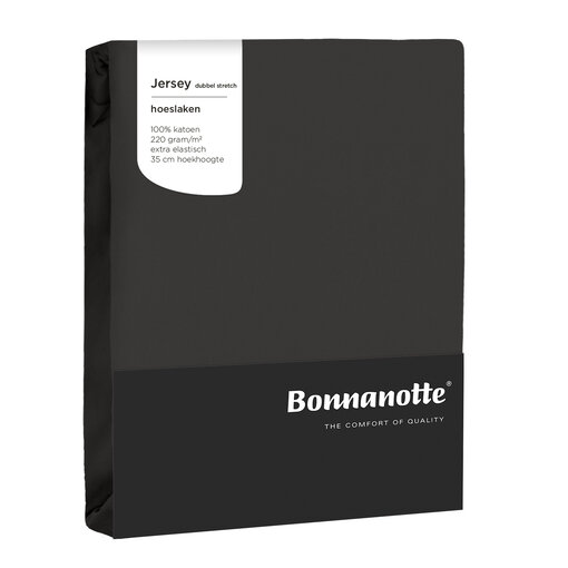 Bonnanotte donkergrijze strijkvrij jersey hoeslakens double (dubbel), vanaf