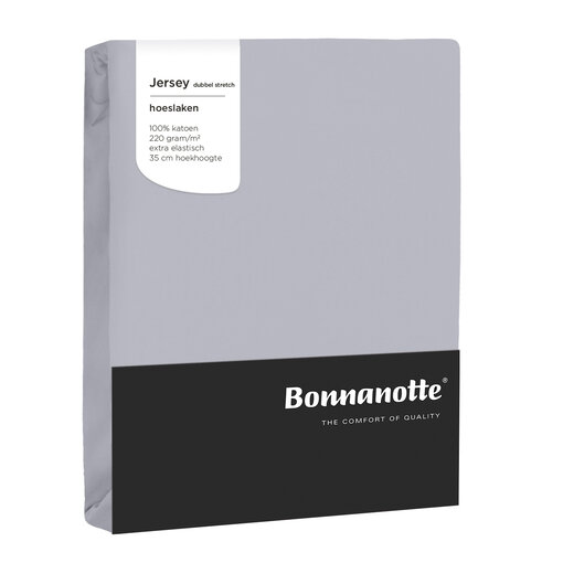 Bonnanotte lichtgrijze strijkvrij jersey hoeslakens double (dubbel), vanaf