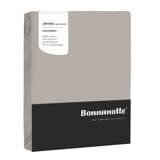 Bonnanotte taupekleurige (stone) strijkvrij jersey hoeslakens double (dubbel), vanaf