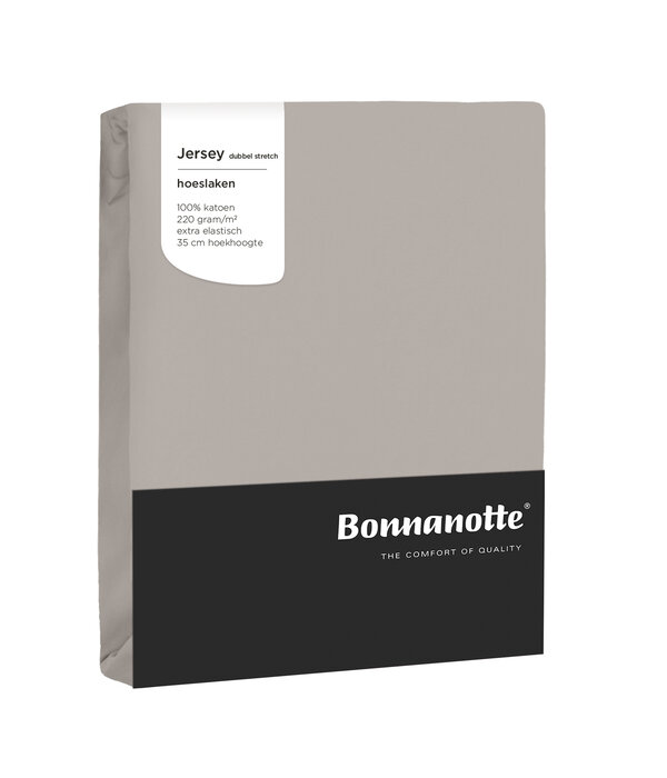 Bonnanotte taupekleurige (stone) strijkvrij jersey hoeslakens double (dubbel)
