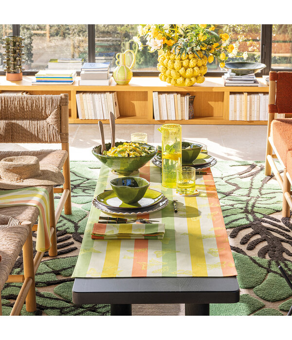 Le Jacquard Français tafellinnen Bal des papillons yellow, 100% katoen